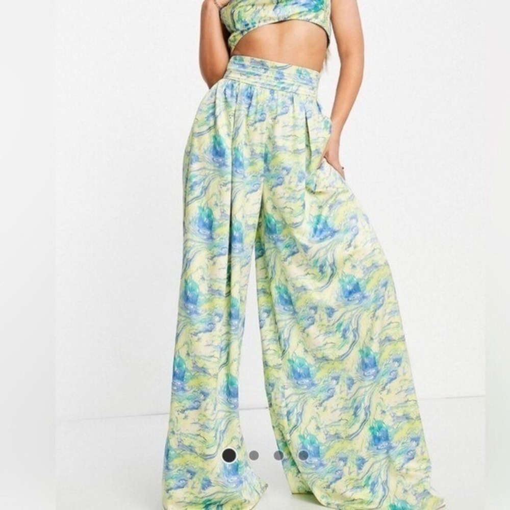Asos Wide Leg Marble Satin Pants - Size 12